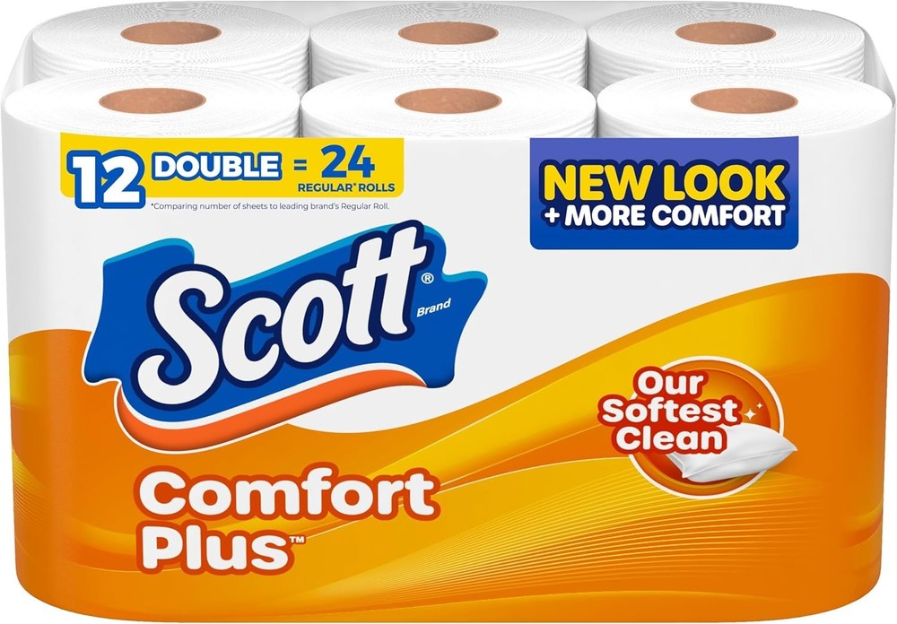 Scott ComfortPlus Toilet Paper 12 Double Rolls 231 Sheets Septic Safe Soft Strong