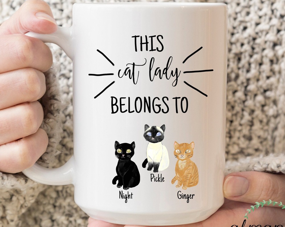 Cat Mom Mug Cat Lady Gift Custom Cat Gift Cute Birthday Gift Cat Coffee Mug Cat