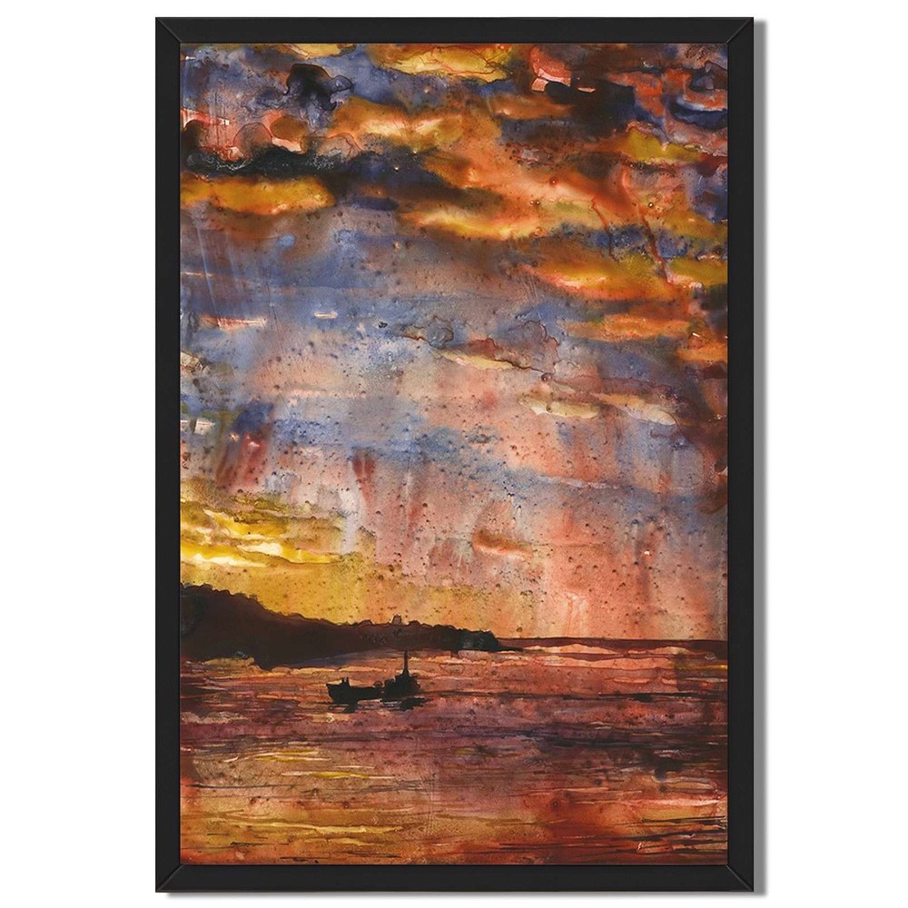 Sunset Seascape Framed Canvas Print Modern Wall Art Home Decor