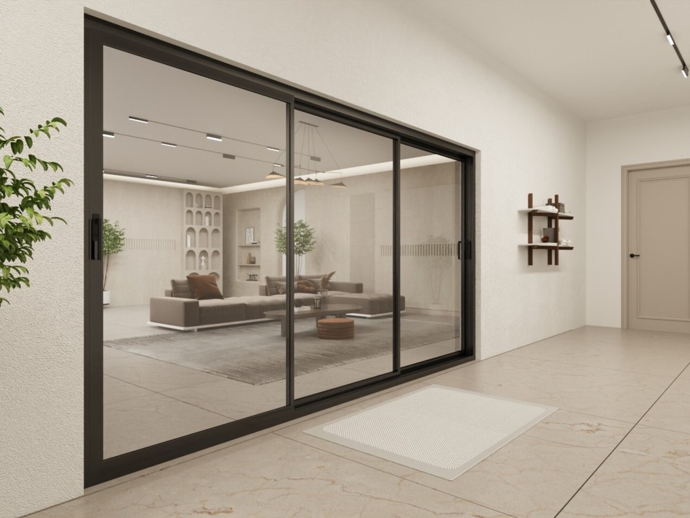 Thermal Aluminum Sliding 3-Panel Patio Door 144
