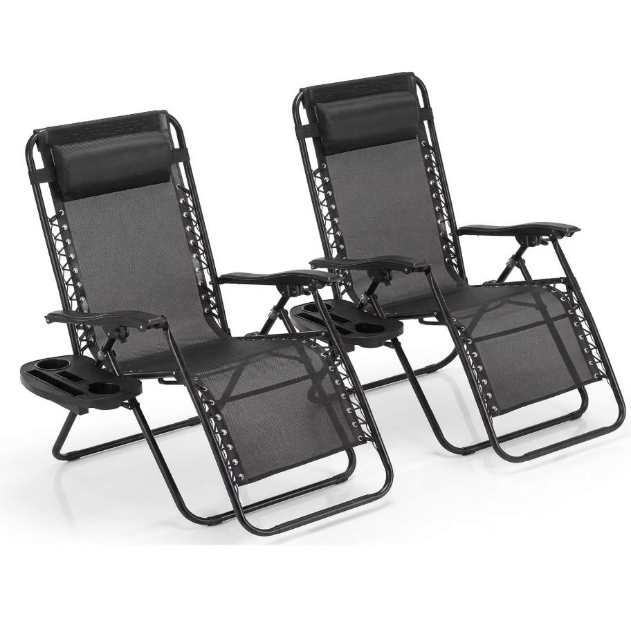 Alvantor 2 Pack Zero Gravity Lounge Chairs Folding Recliner w/ Cup Holder