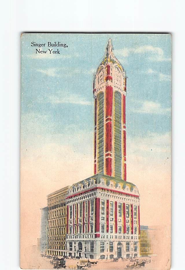 Postcard Singer Building NYC New York City USA North America