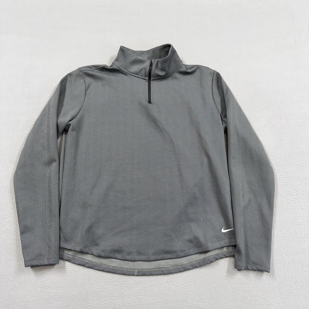 Nike Sweatshirt Womens Large Gray Therma-FIT Fleece 1/4 Zip Mock Neck Pullover
