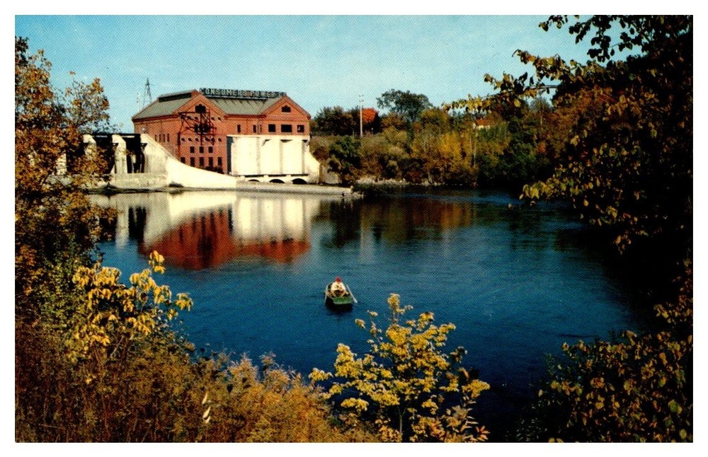 1950s Fishing At Croton Dam Muskegon River Michigan Vintage Postcard