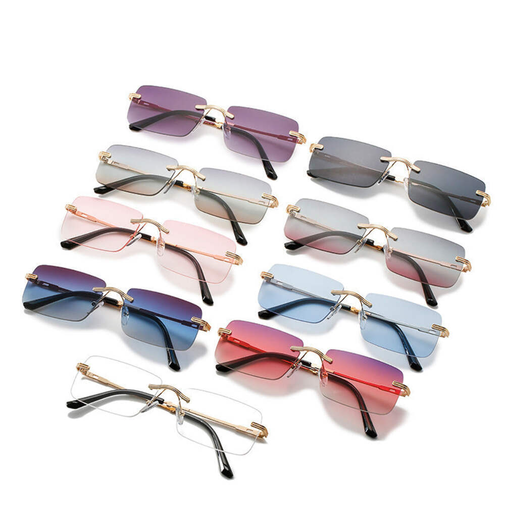 Fashion Frameless Square Sunglasses for Men and Women | Metal Frame, AC Lenses,