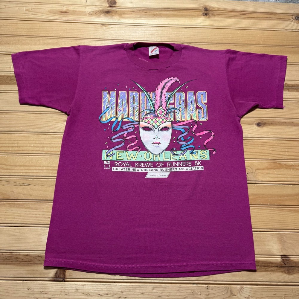 Vintage 90s Mardi Gras New Orleans Royal Krewe of Runners 5K T-Shirt USA - Large