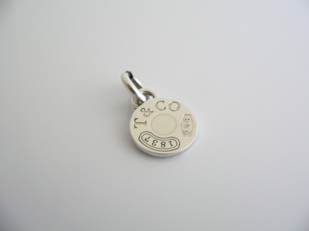 Tiffany & Co Silver 1837 Circle White Enamel Charm Pendant 4 Necklace  Bracelet