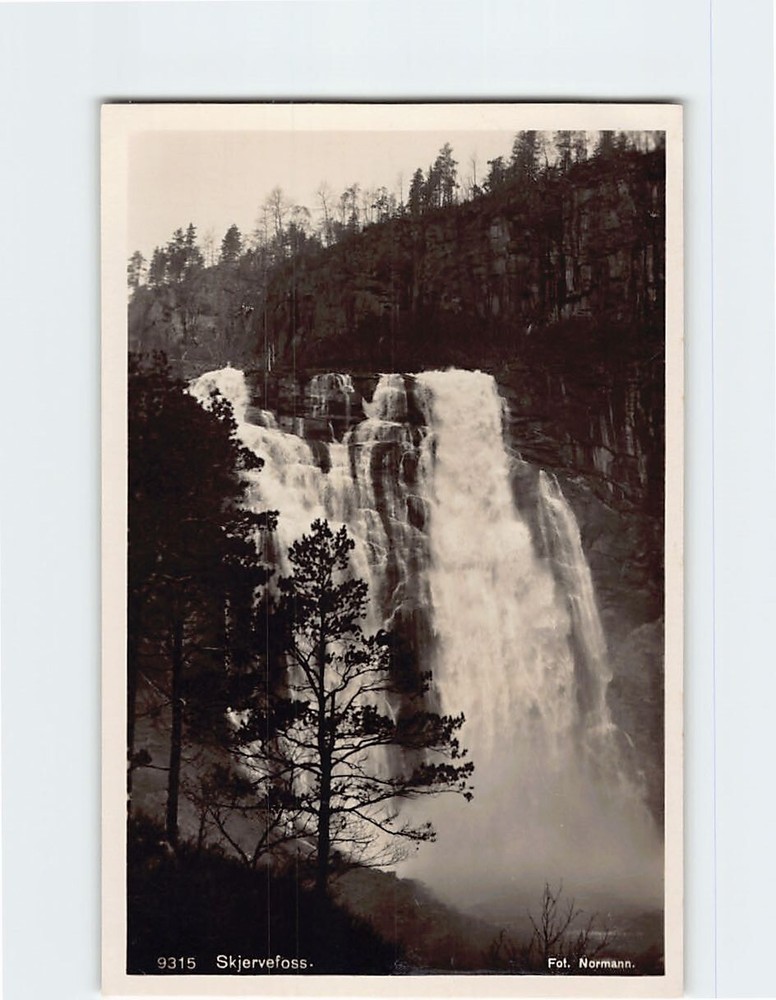 Postcard Skjervefossen Waterfall in Norway