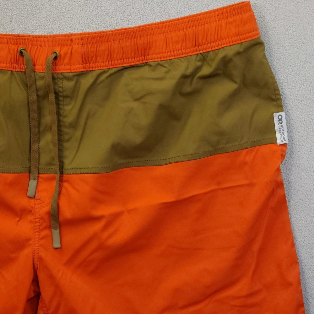 Outdoor Research 3XL Zendo Nylon Shorts Orange Olive Unlined Elastic Hike 46/7