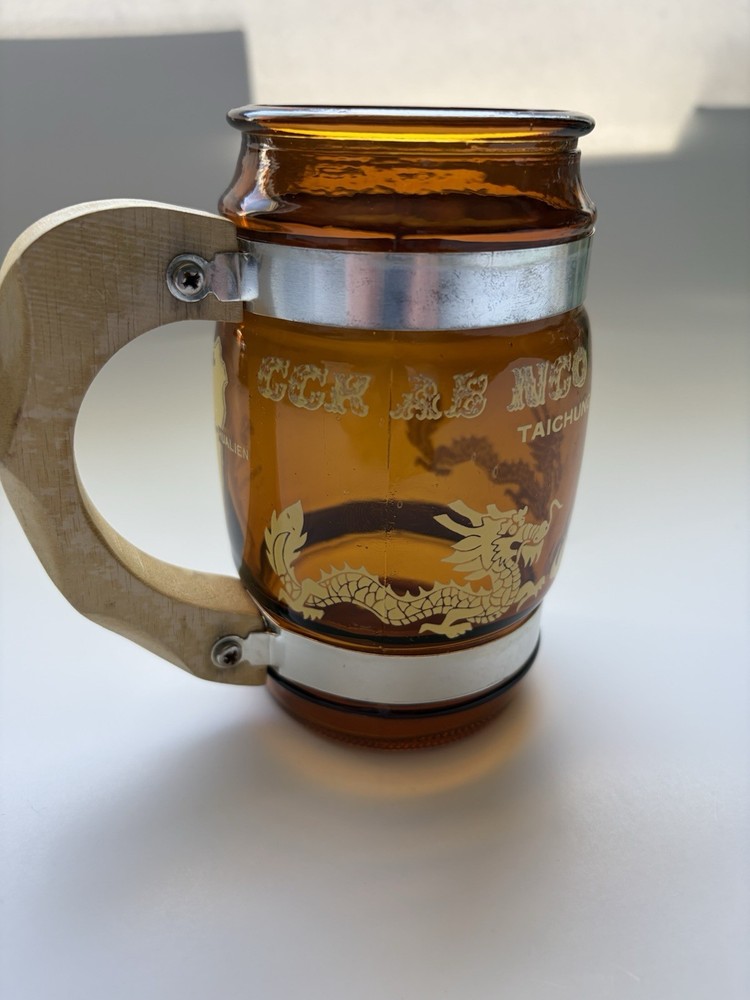 Vintage USAF CCK Air Force Base Mug Vietnam Era Taiwan NCO Open Mess Amber Glass