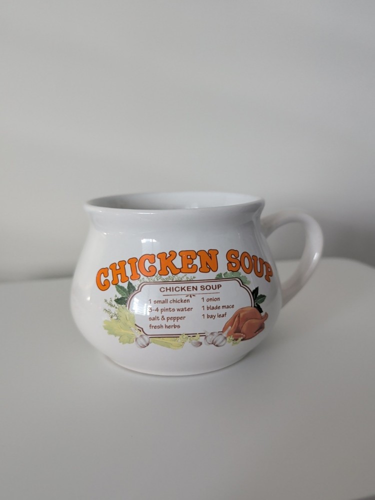 Dat'l Da-It, Inc. Vintage Chicken Soup Ceramic Recipe Mug Bowl Cup Cottage