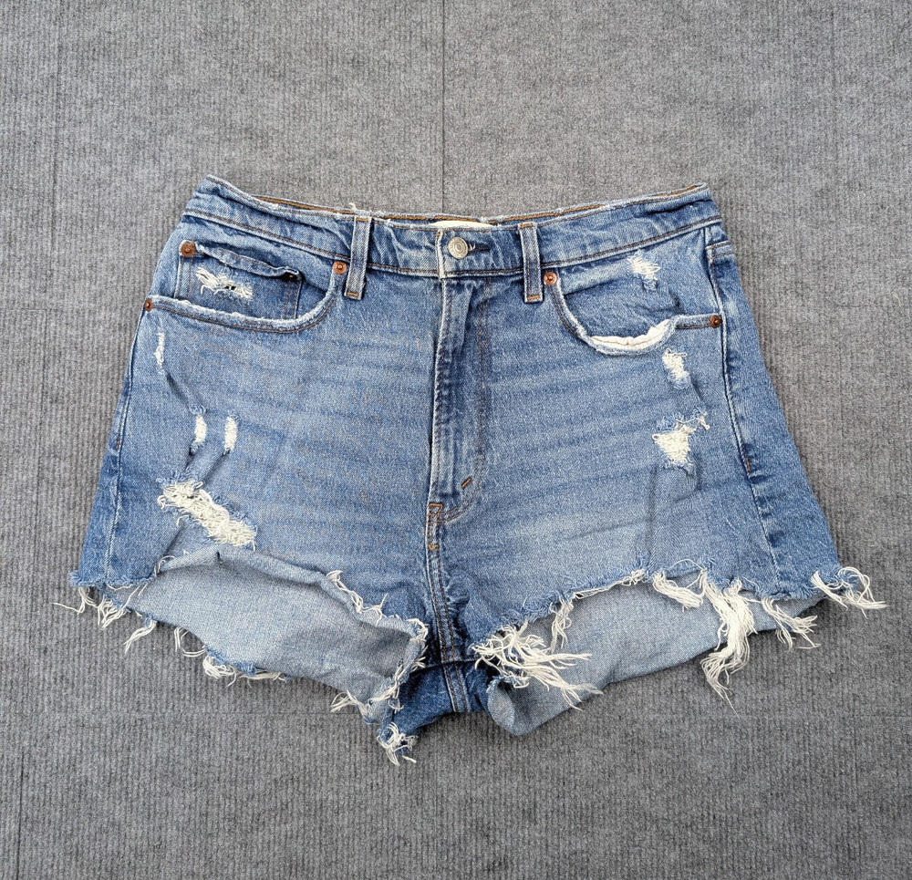 Abercrombie & Fitch Mom Shorts Women 10 Curve Love Distressed Festival Mini Jean