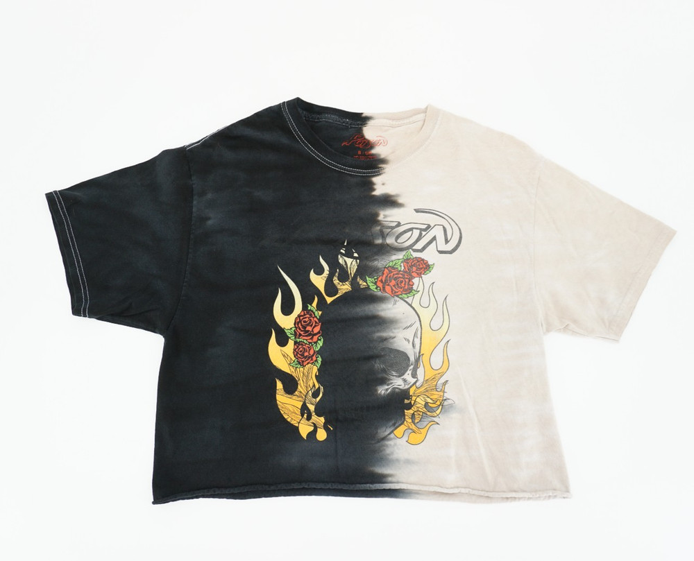 Poison Band Women's Shirt Crop Top Skull & Roses Sz Small