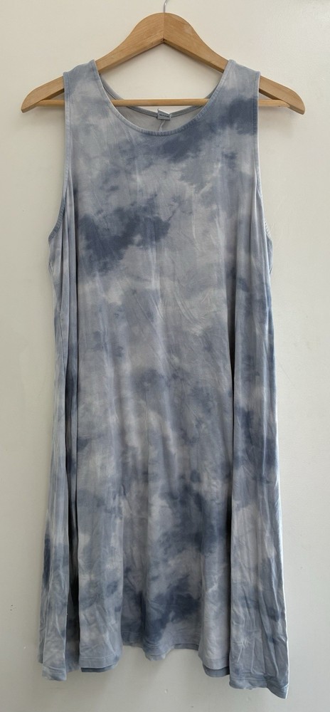 Old Navy Women's Cool Tie Dye Rayon Blend Sleeveless Knit Swing Dress Blue XL