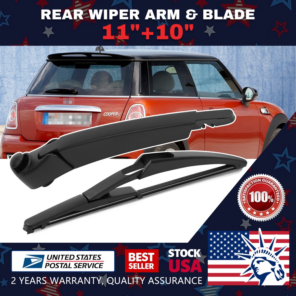 Easy-install waterproof 11+10 inch rear wiper arm and blade set