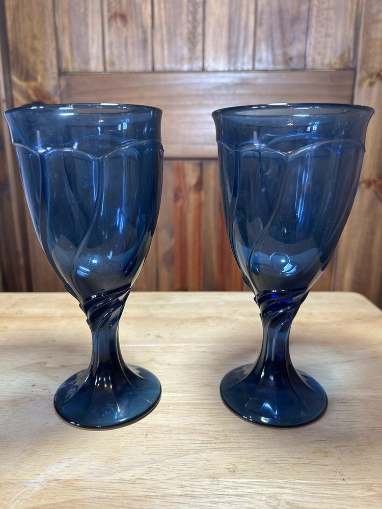 Noritake Sweet Swirl Midnight Blue Water Iced Tea Goblet 7.5