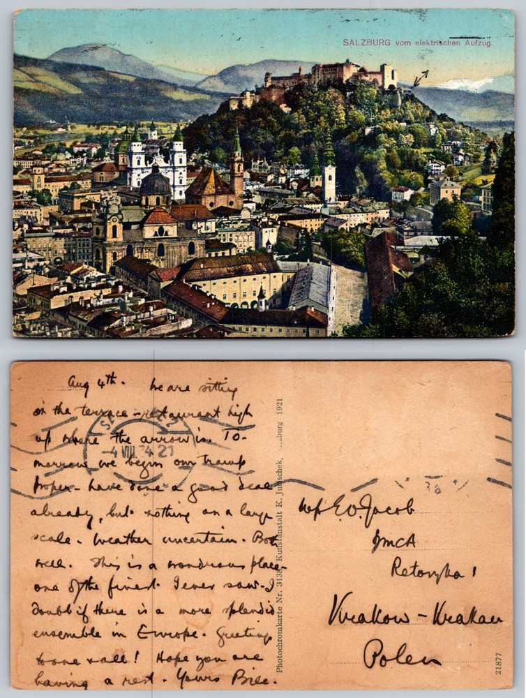 Salzburg Austria Castle City View Postcard