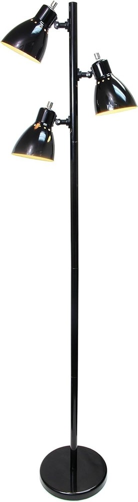 Simple Designs Black Metal 3-Light Tree Floor