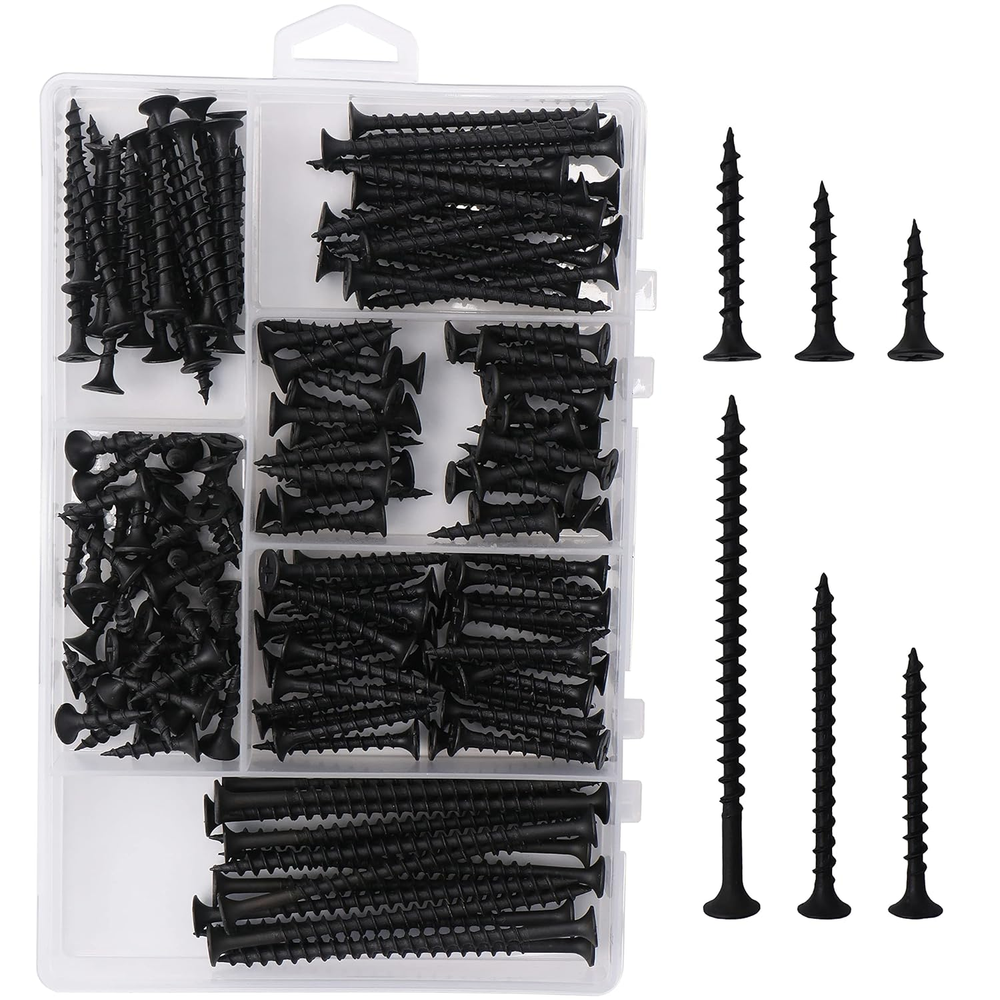 166 Pcs Coarse Thread Drywall Screws Set - Phillips Drive in 6 Sizes