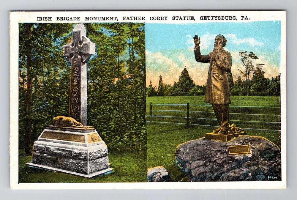 Gettysburg PA- Pennsylvania, Irish Brigade Monument, Antique, Vintage Postcard
