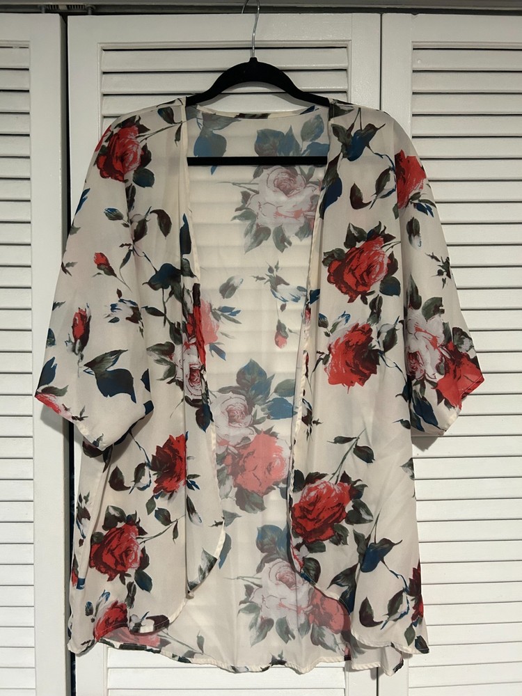 Kimono Cardigan Women Floral Open Front Lightweight Summer Sheer Wrap Coverup