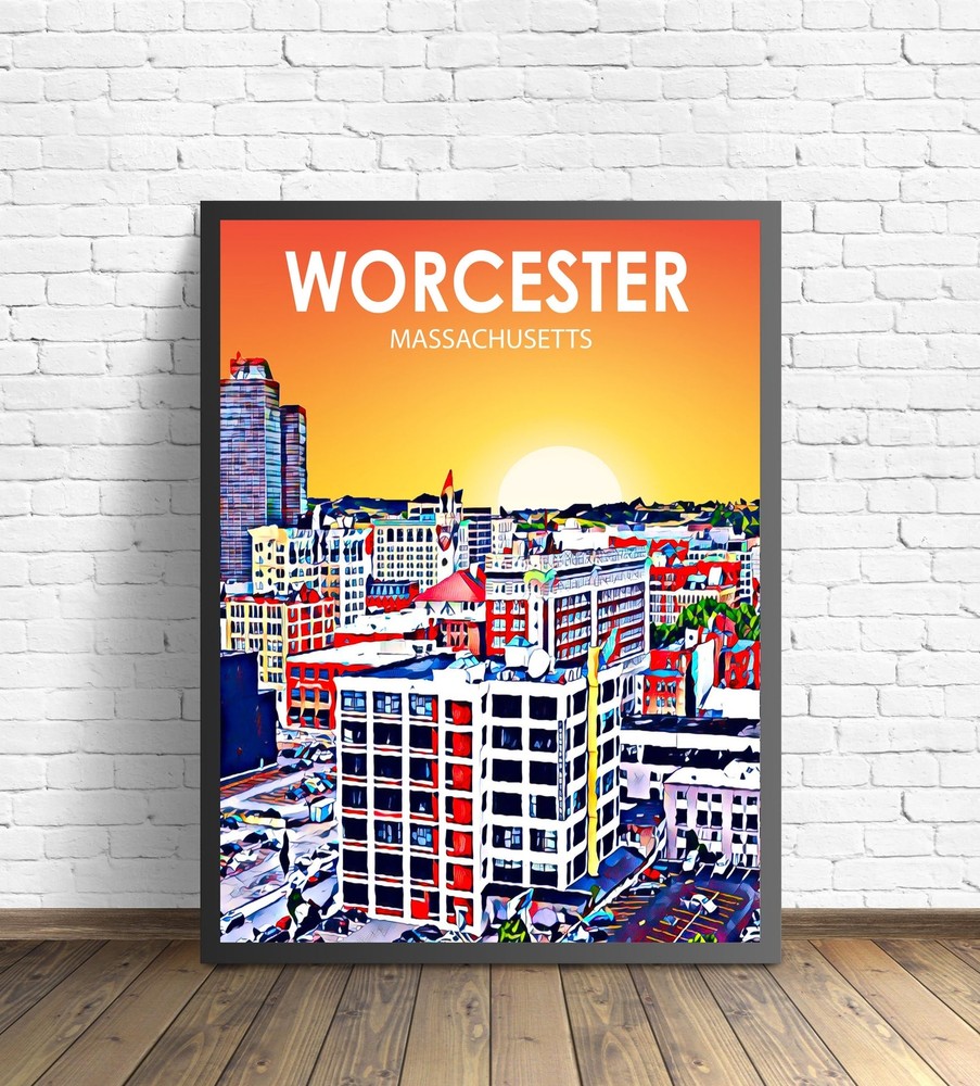 Worcester Ma Art Poster Massachusetts Sunset Landscape Poster Print Worcester