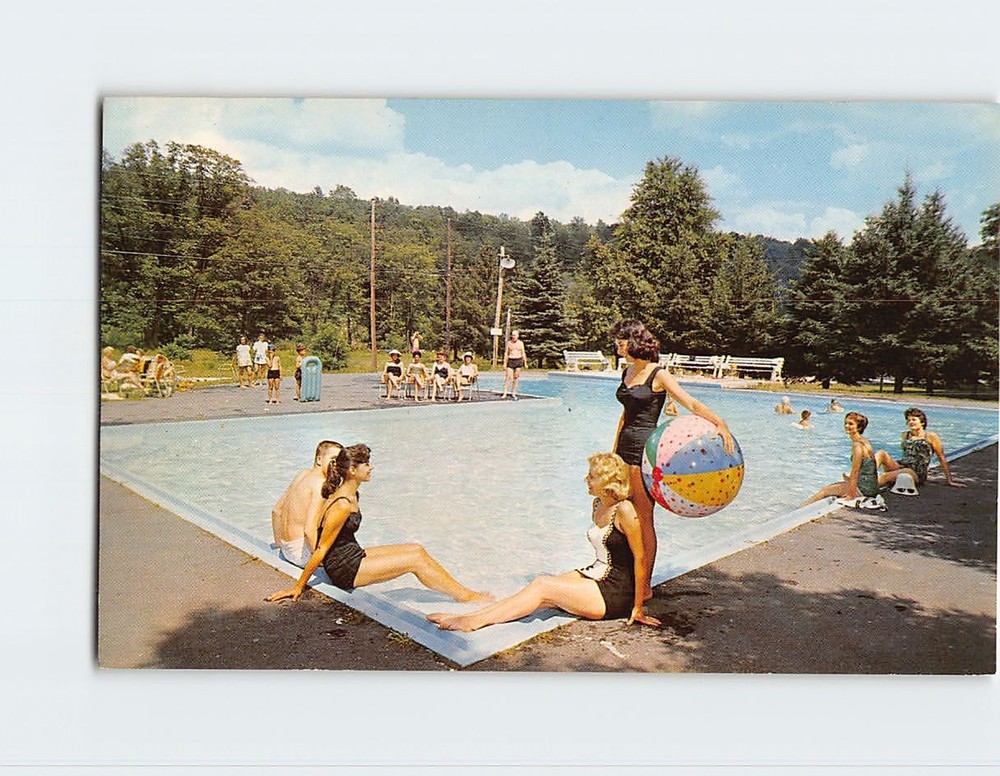 Postcard Pool View Henryville Lodge & Cabanas Pennsylvania USA