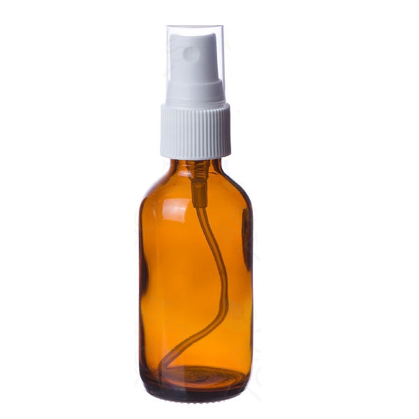 2oz Amber Glass Bottle with White Mist Sprayer - Choose Your Quanity