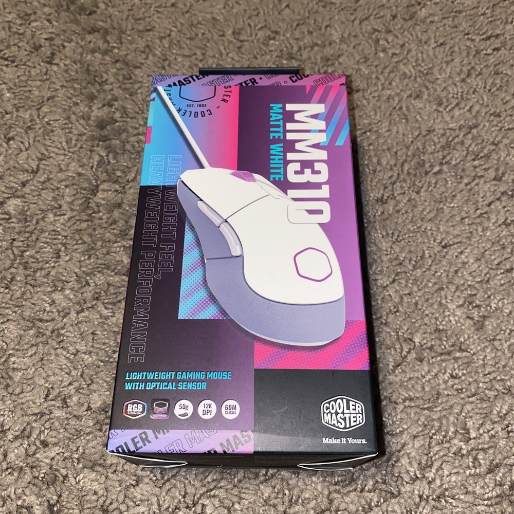 Cooler Master MM310 RGB Lightweight White Gaming Mouse New in Box