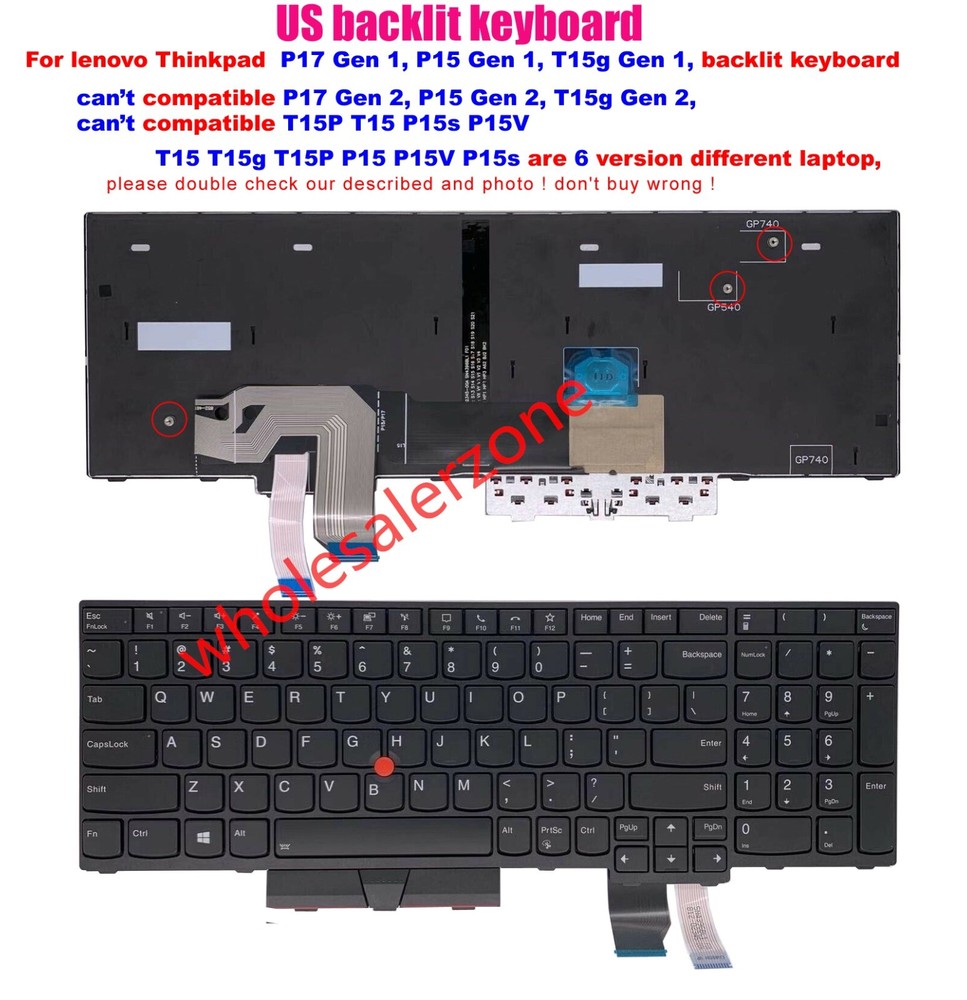 Backlit US Keyboard for Lenovo ThinkPad P17 P15 T15g Gen 1 Laptops