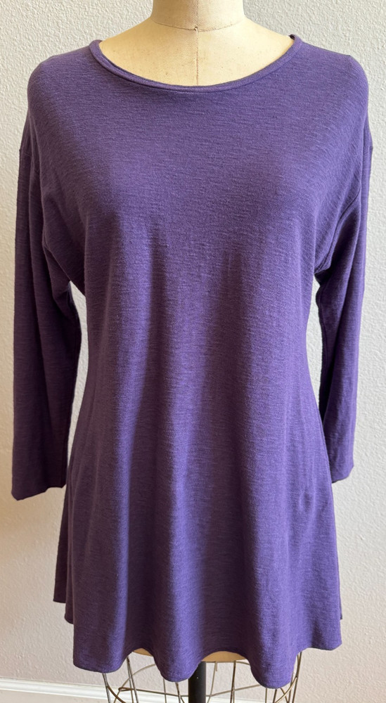 Cut Loose Sz Medium Women's Purple Linen Cotton Blend Slub Top Shirt A-Line EUC