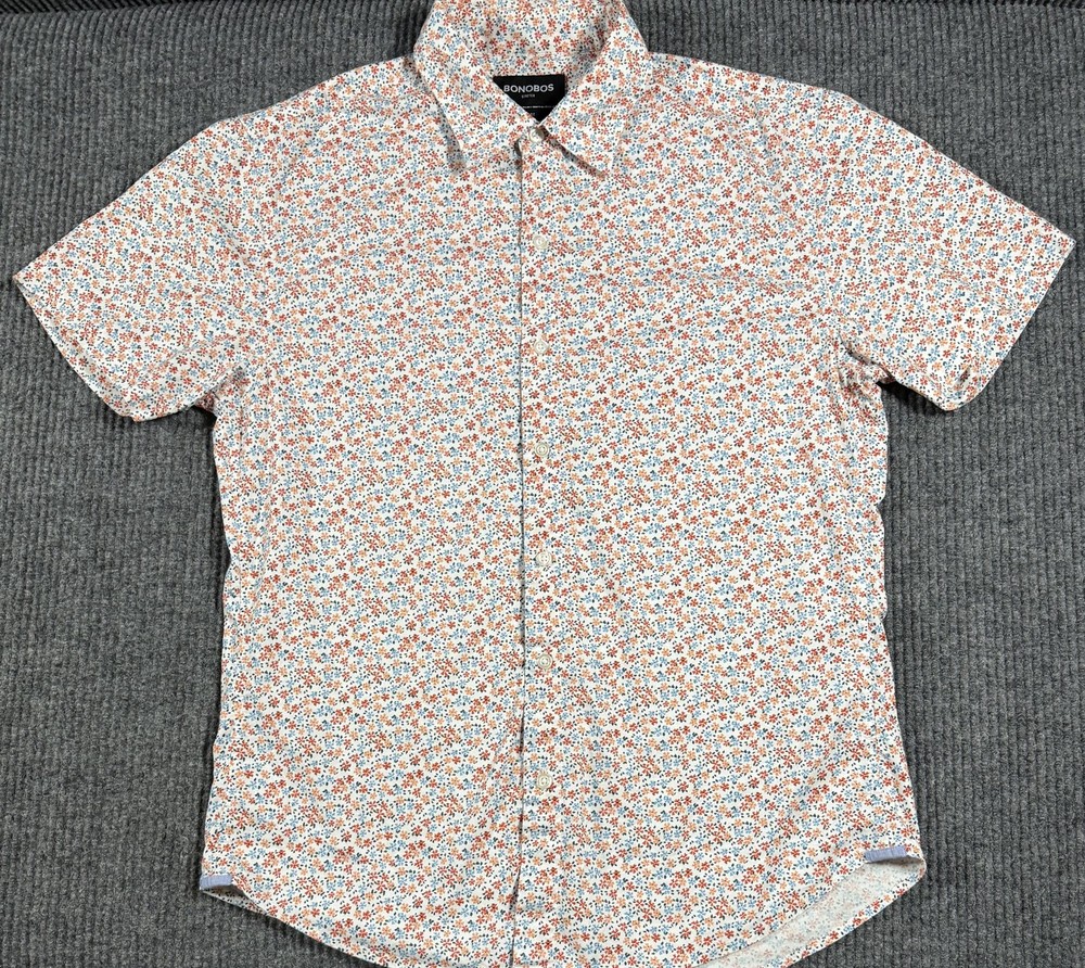 Bonobos Shirt Mens Medium Floral Slim Fit Stretch Short Sleeve Button Up Casual