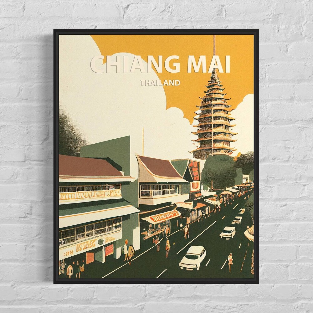 Chiang Mai Retro Art Print Chiang Mai Wall Art Illustration Chiang Mai Vintage