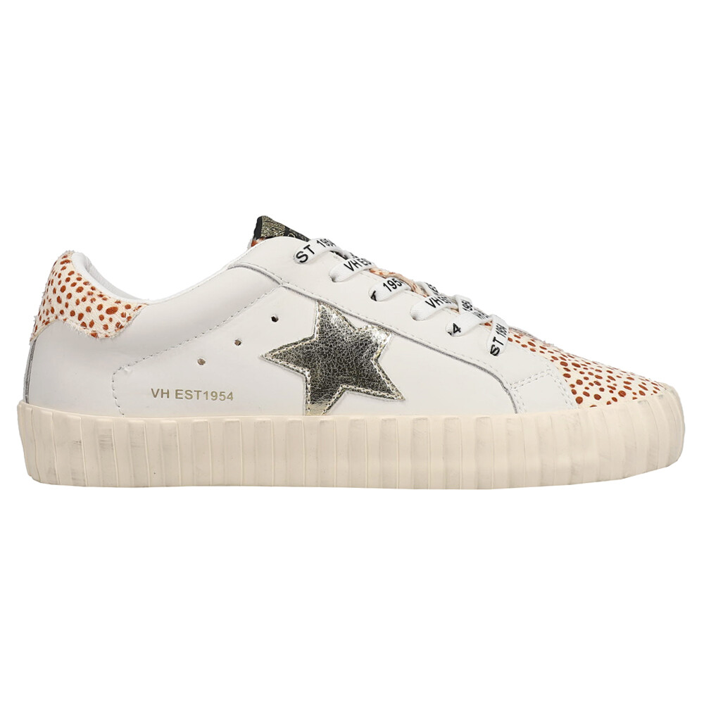 Vintage Havana Off White Metallic Cow Lace Up Womens Sneakers Casual Shoes  
