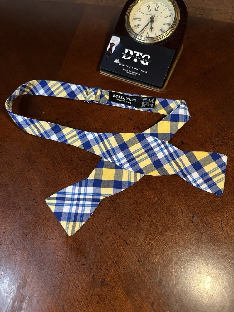 Beau Ties LTD Vermont Bow Tie Checkered Plaid Handmade In Vermont All Cotton￼