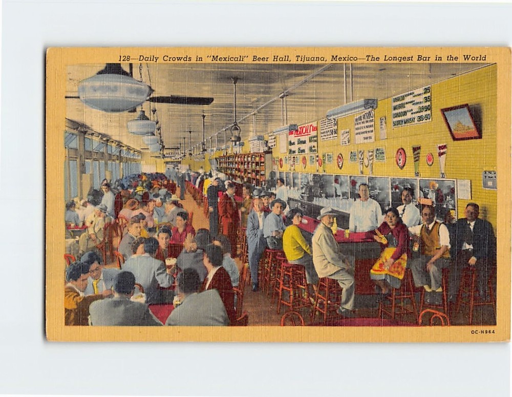 Postcard Interior Mexicali Beer Hall Tijuana BC Mexico