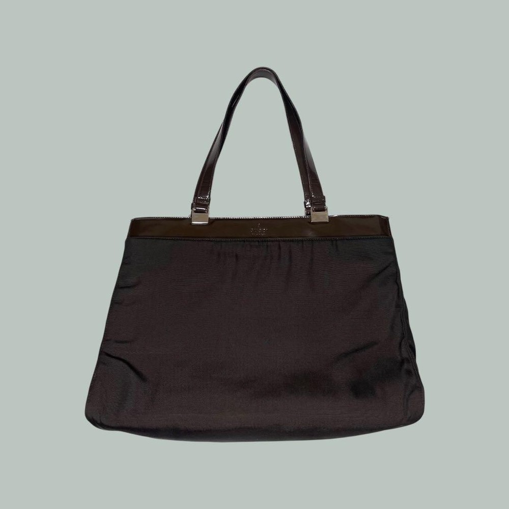 Gucci Black Nylon Square Tote with Enamel Accents Pre-Owned