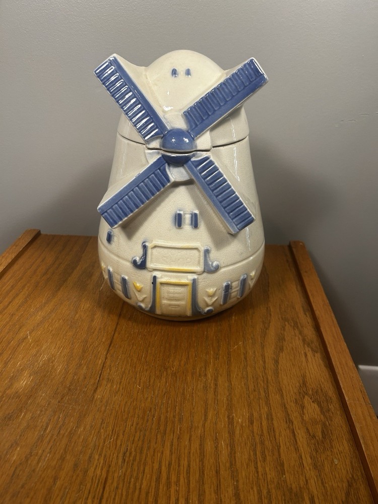 Windmill Cookie Jar Fredericksburg Art Pottery FAPCO 1940s Dutch Style