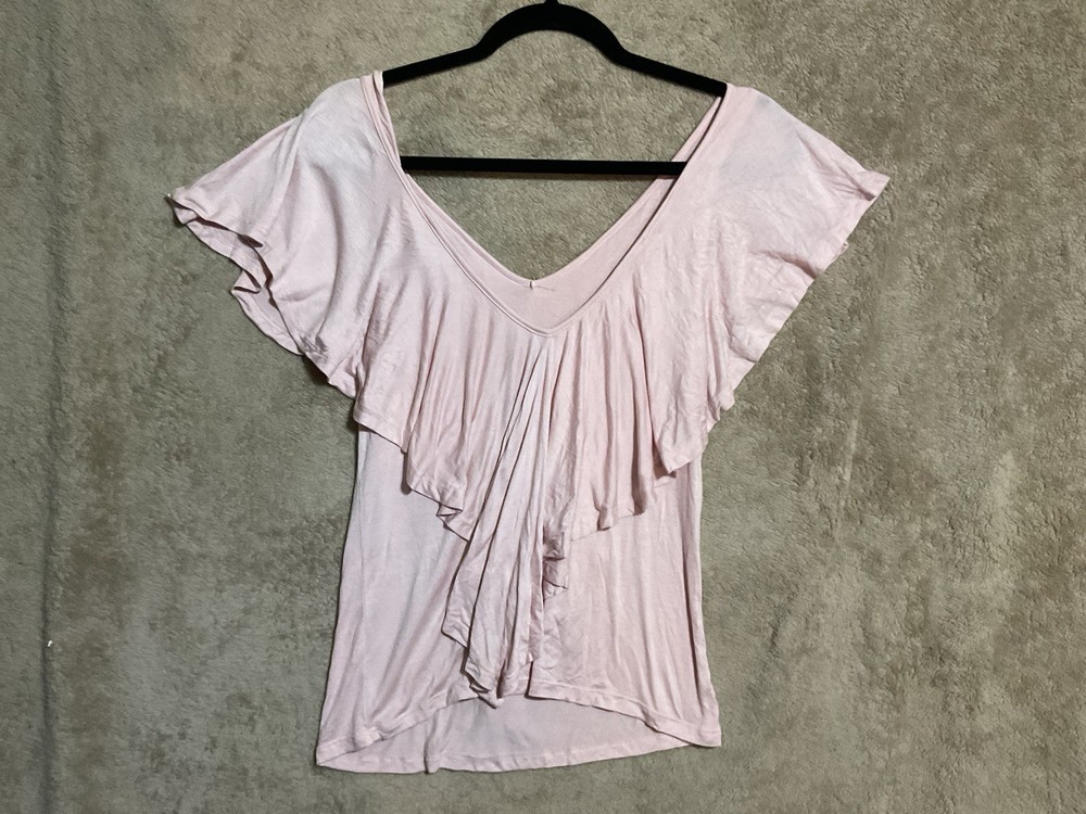 Wet Seal Women’s Pink Layered Flowing Ruffle Short Sleeveless Blouse Size XL