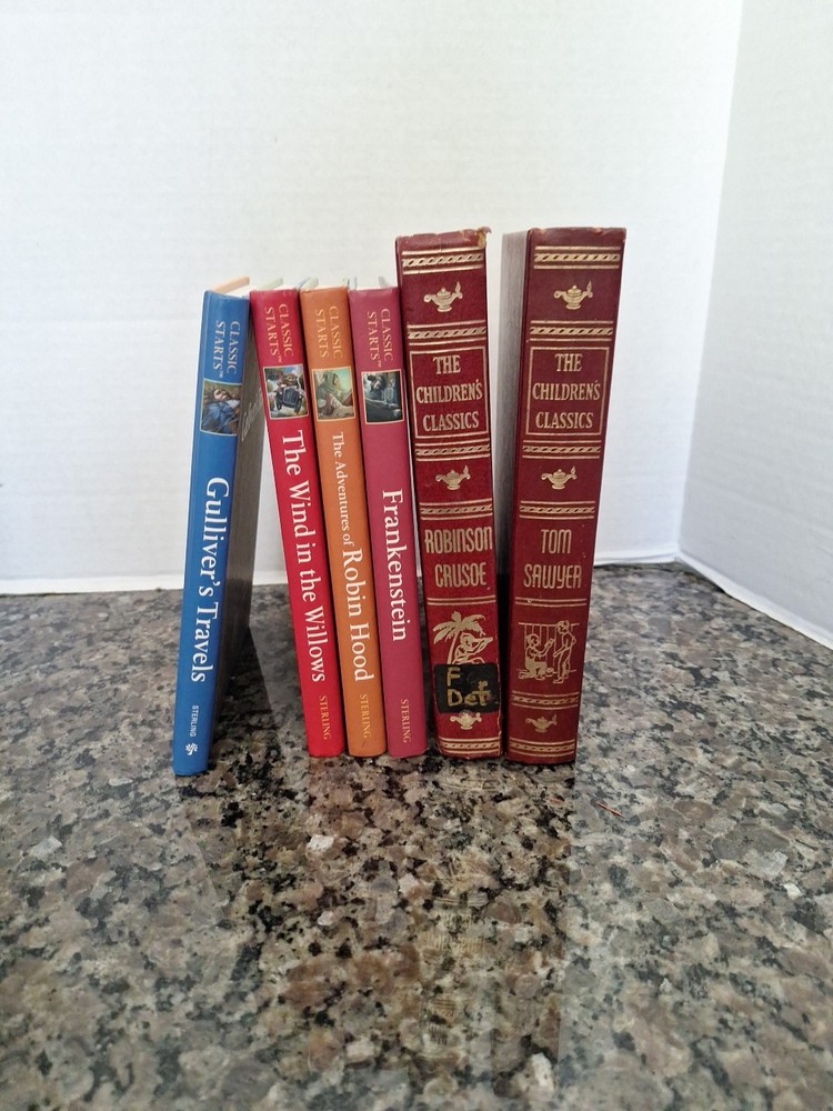 lot of 6 book, Children's Classics Tom Sawyer & Robinson Crusoe& 4 Classic start