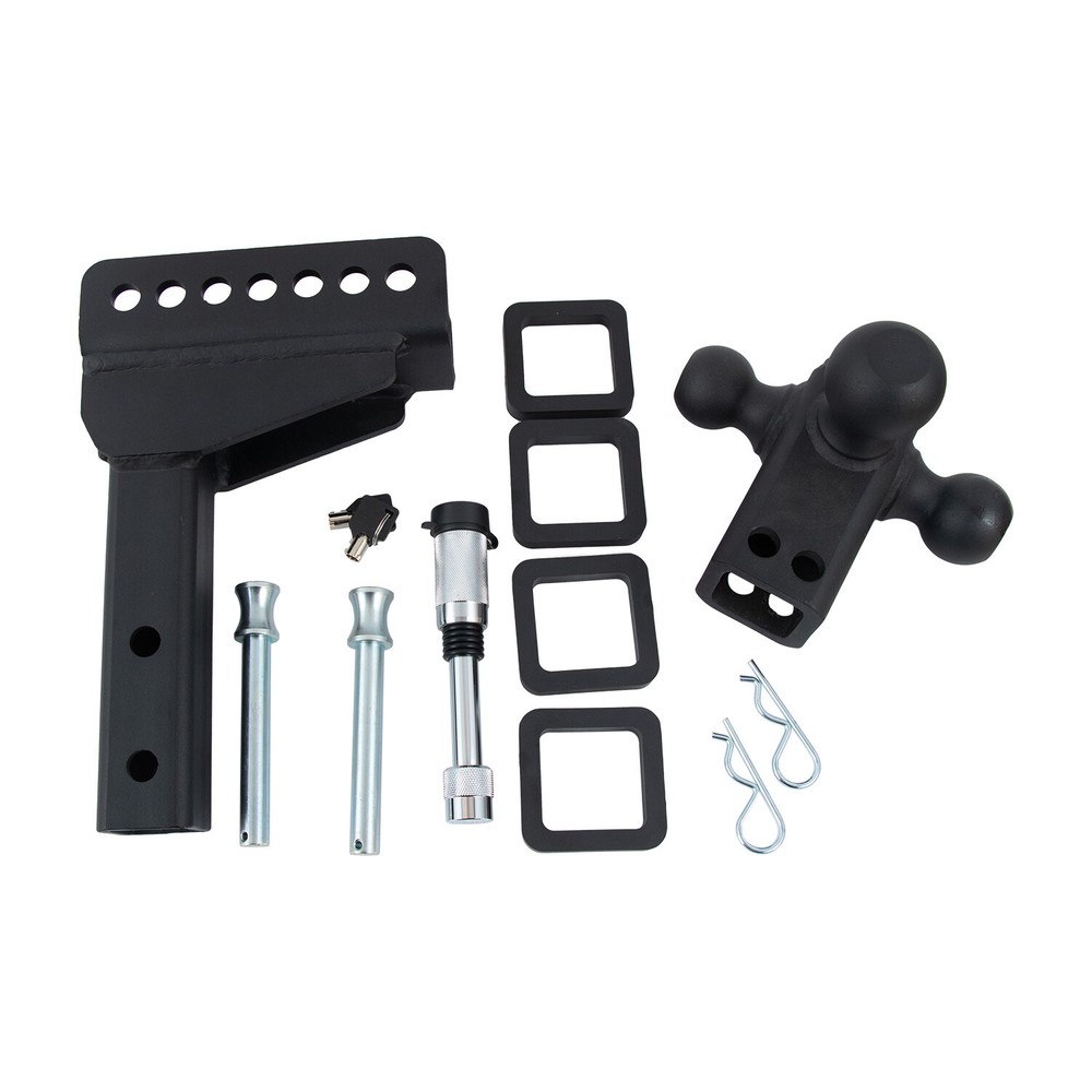 2'' Receiver 6'' Drop 17000lb Adjustable Towing Hitch Tril-Ball Mount Trailer