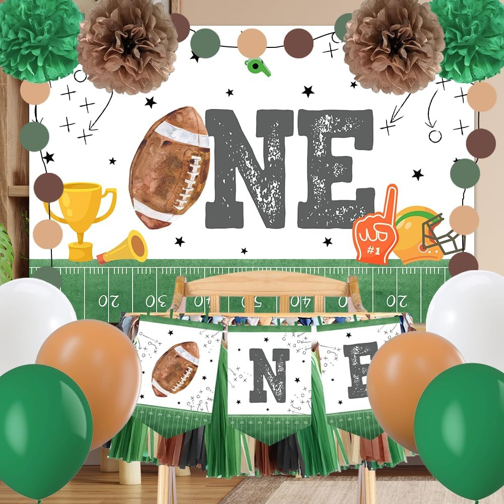 Football 1st Birthday Party Decorations -Football 1st High Chair Banner First Ye