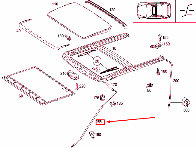 NEW MERCEDES-BENZ ML W166 SLIDING ROOF WATER DRAIN HOSE A1667850601 ORIGINAL