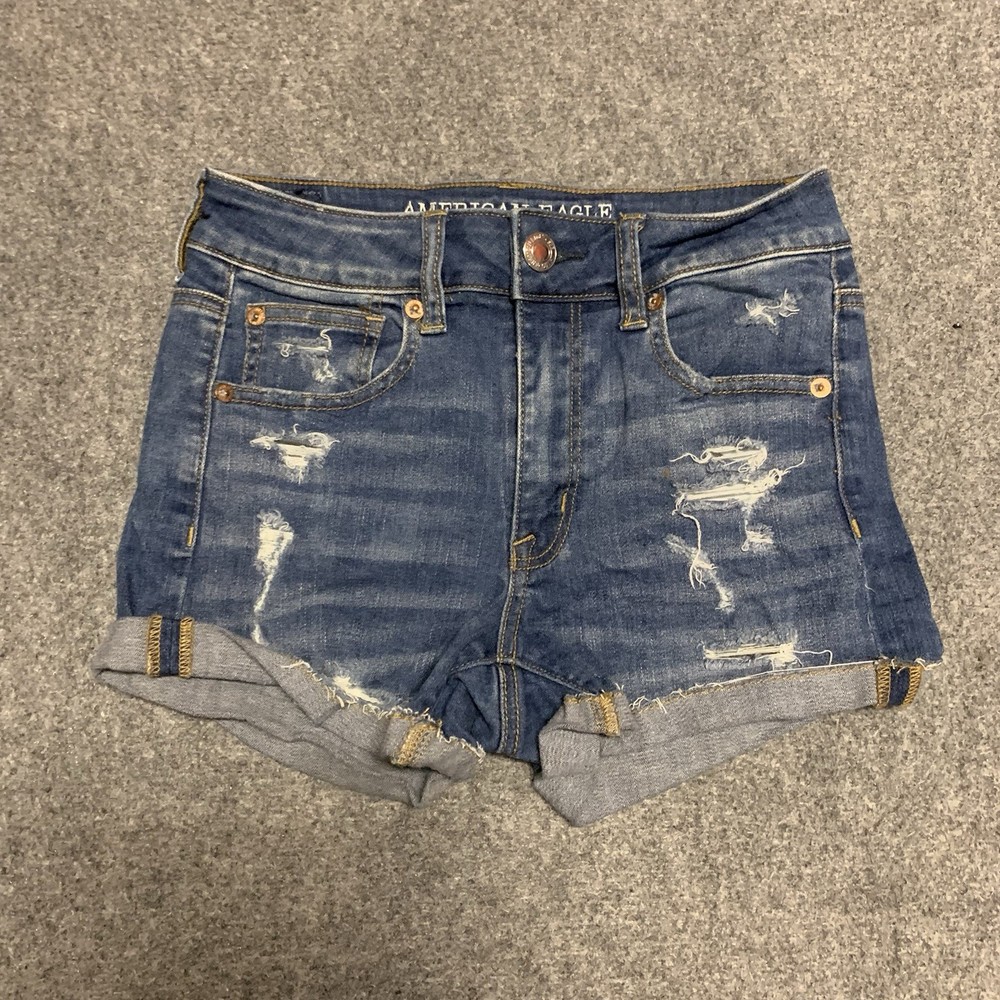 American Eagle Super Stretch Hi Rise Shortie Size 2 Distressed
