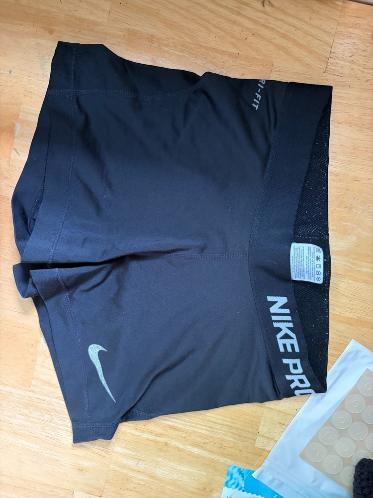 Nike Pro Shorts: Women's Small. Solid Black with White Accents