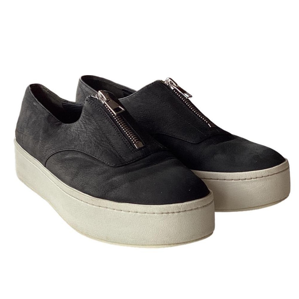 Vince Sneaker Loafers Women 7.5 M 37.5 Black Warner Suede Platform Slip On