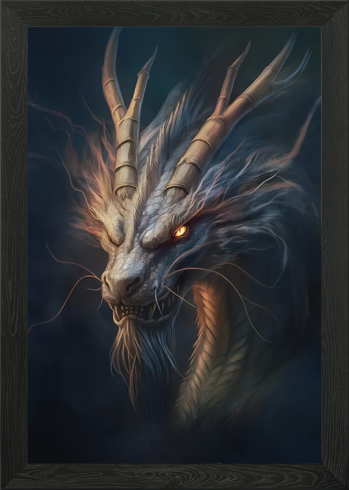 Dragon Portrait Framed Wall Art Poster Canvas Print Picture