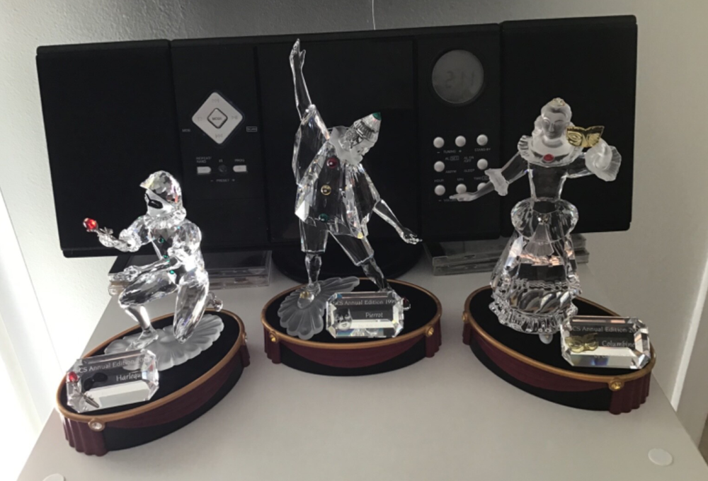 Swarovski Crystal Figurine Lot – Masquerade Pierrot Columbine Harlequin in Mint Condition  