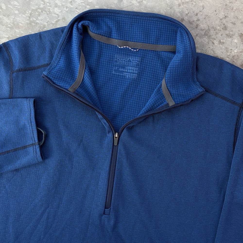 Patagonia Capilene Midweight Base Layer Polartec 1/4 Zip Pullover Blue Men Large