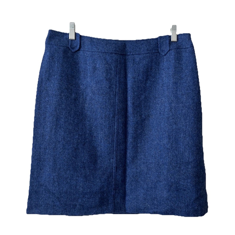 Talbots Petites Women's Blue Skirt Size 14P Wool Blend Lined Zip Back